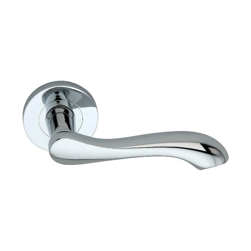 Camila Lever Door Handle Polished Chrome-Levers on Rose-Yester Home