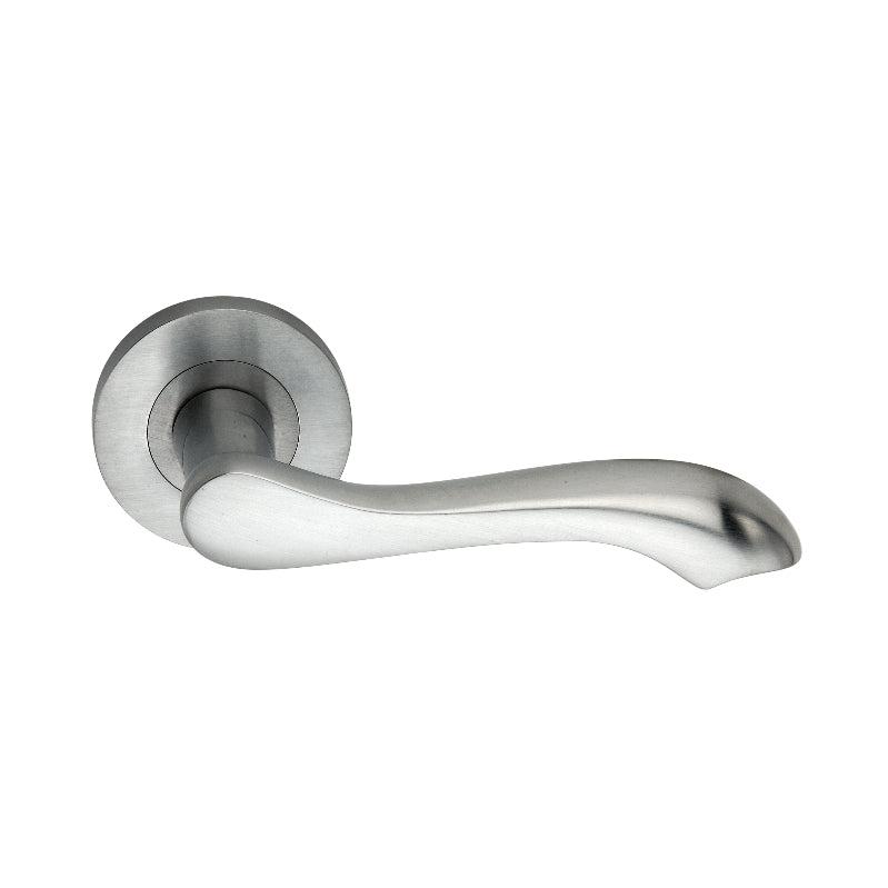 Camila Lever Door Handle Satin Chrome-Levers on Rose-Yester Home
