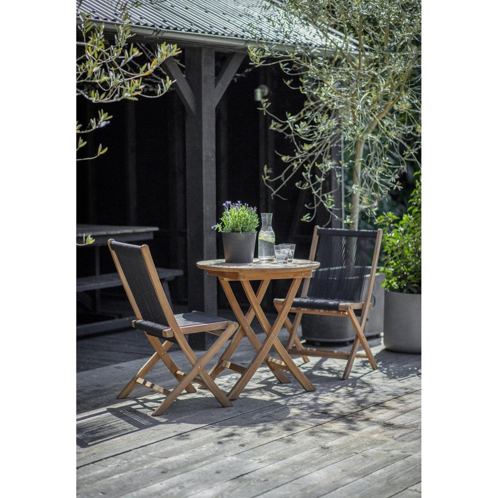 Carrick Table and Chairs Set in Black - Teak and Poly Rope