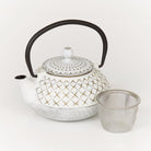 Cast Iron Japanese Teapot / Kettle Ivory & Gold 0.5L-Teapots-Yester Home