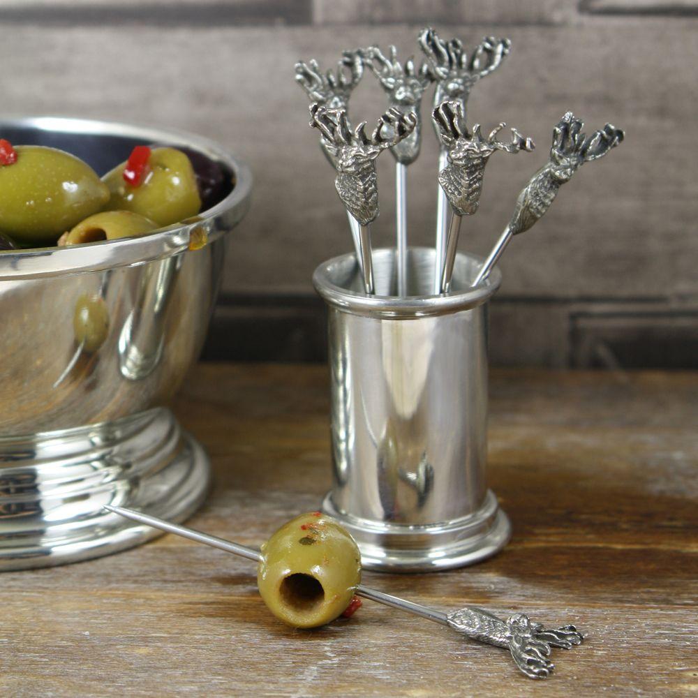 Cast Pewter Stag Olive/Cocktail Picks-Cocktail / Olive Picks-Yester Home