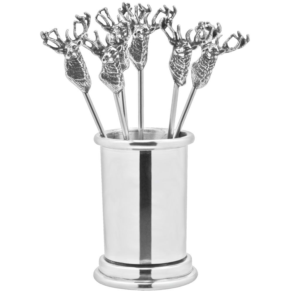 Cast Pewter Stag Olive/Cocktail Picks-Cocktail / Olive Picks-Yester Home