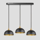 Chelsea Dome 3 Wire Cluster Lights - 8 inch - Pewter & Brass-Ceiling Lights-Yester Home