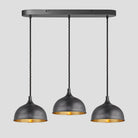 Chelsea Dome 3 Wire Cluster Lights - 8 inch - Pewter & Brass-Ceiling Lights-Yester Home
