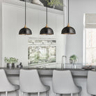 Chelsea Dome 3 Wire Cluster Lights - 8 inch - Pewter & Brass-Ceiling Lights-Yester Home