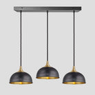 Chelsea Dome 3 Wire Cluster Lights - 8 inch - Pewter & Brass-Ceiling Lights-Yester Home