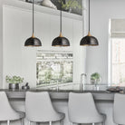 Chelsea Dome Pendant - 8 Inch - Pewter & Brass-Ceiling Lights-Yester Home