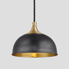 Chelsea Dome Pendant - 8 Inch - Pewter & Brass-Ceiling Lights-Yester Home