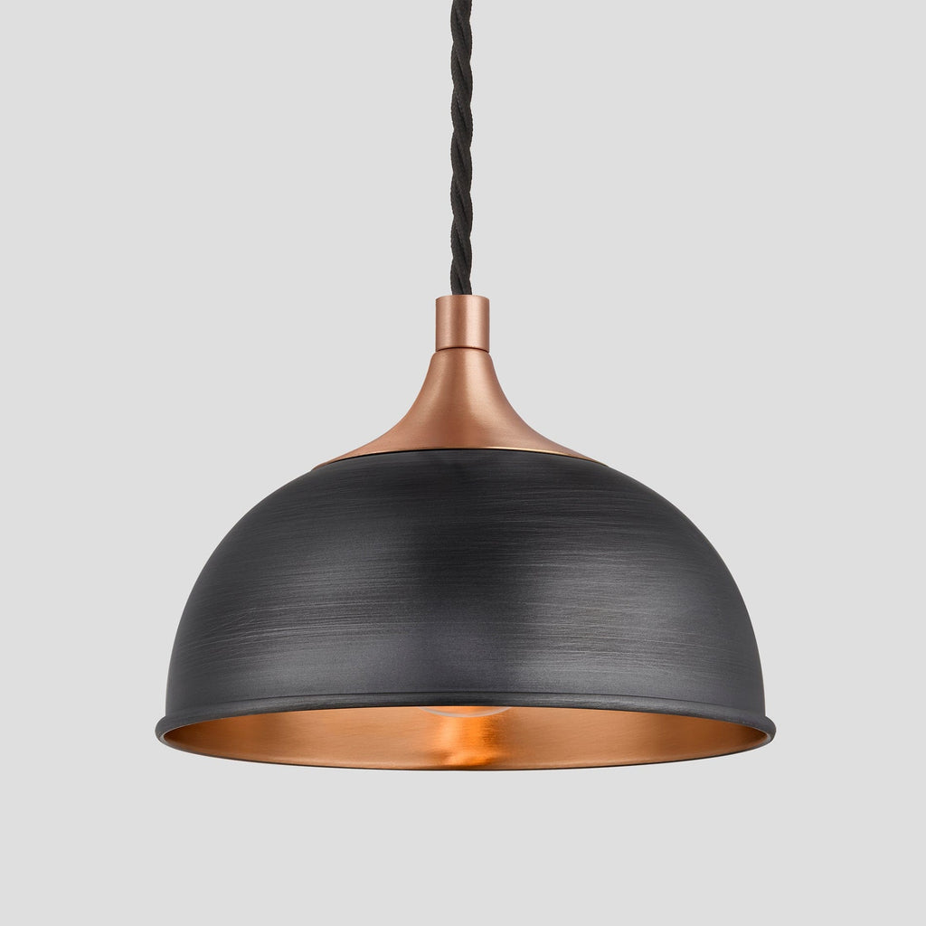Chelsea Dome Pendant - 8 Inch - Pewter & Copper-Ceiling Lights-Yester Home