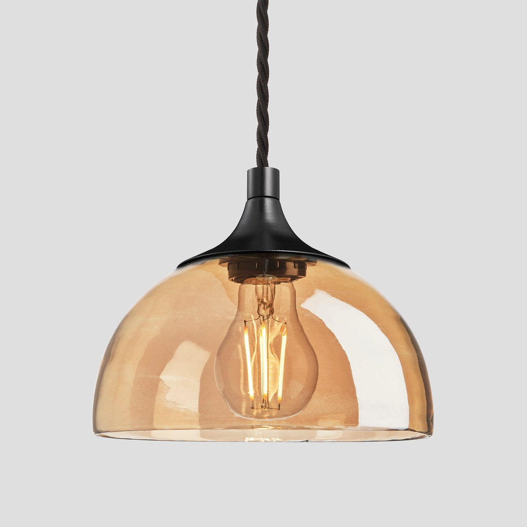 Chelsea Tinted Glass Dome Pendant Light - 8 Inch - Amber