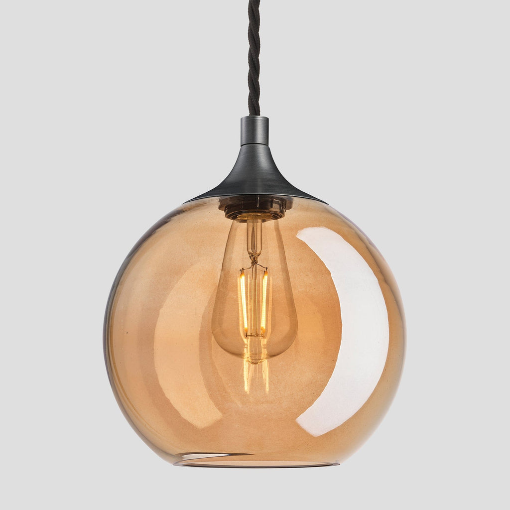 Chelsea Tinted Glass Globe Pendant Light - 9 Inch - Amber