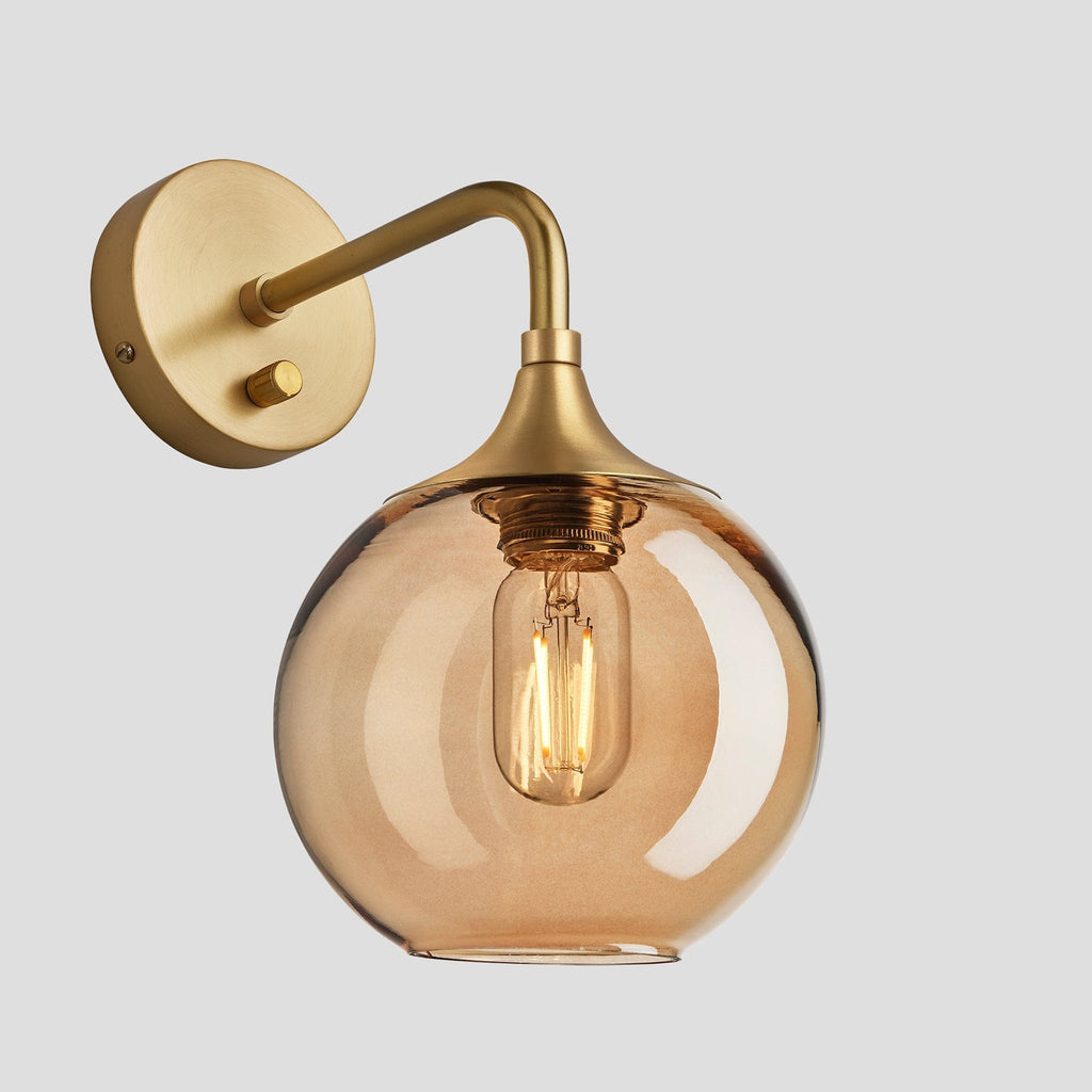 Chelsea Tinted Glass Globe Wall Light - 7 Inch - Amber-Wall Lights-Yester Home