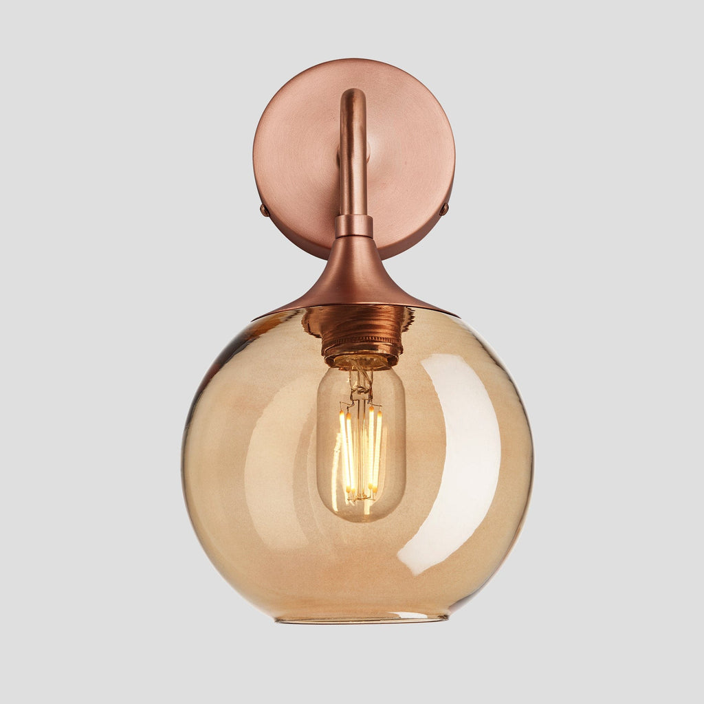 Chelsea Tinted Glass Globe Wall Light - 7 Inch - Amber - Wall Lights - Industville - Yester Home