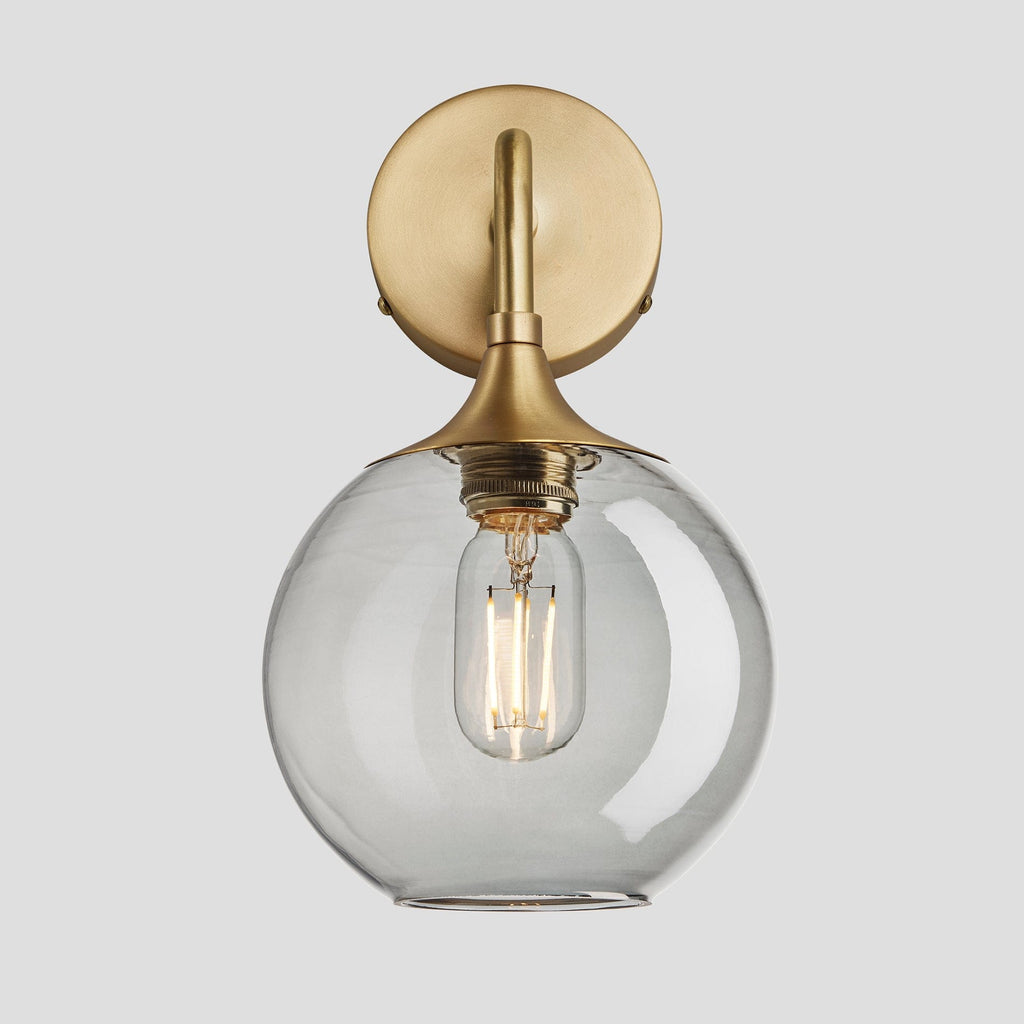 Chelsea Tinted Glass Globe Wall Light - 7 Inch - Smoke Grey - Wall Lights - Industville - Yester Home