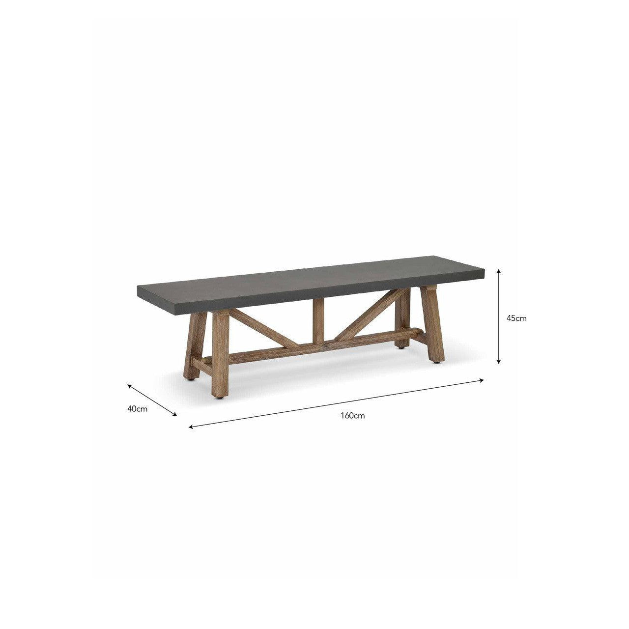 Chilford Bench | Small | Grey-Outdoor Chairs & Loungers-Yester Home