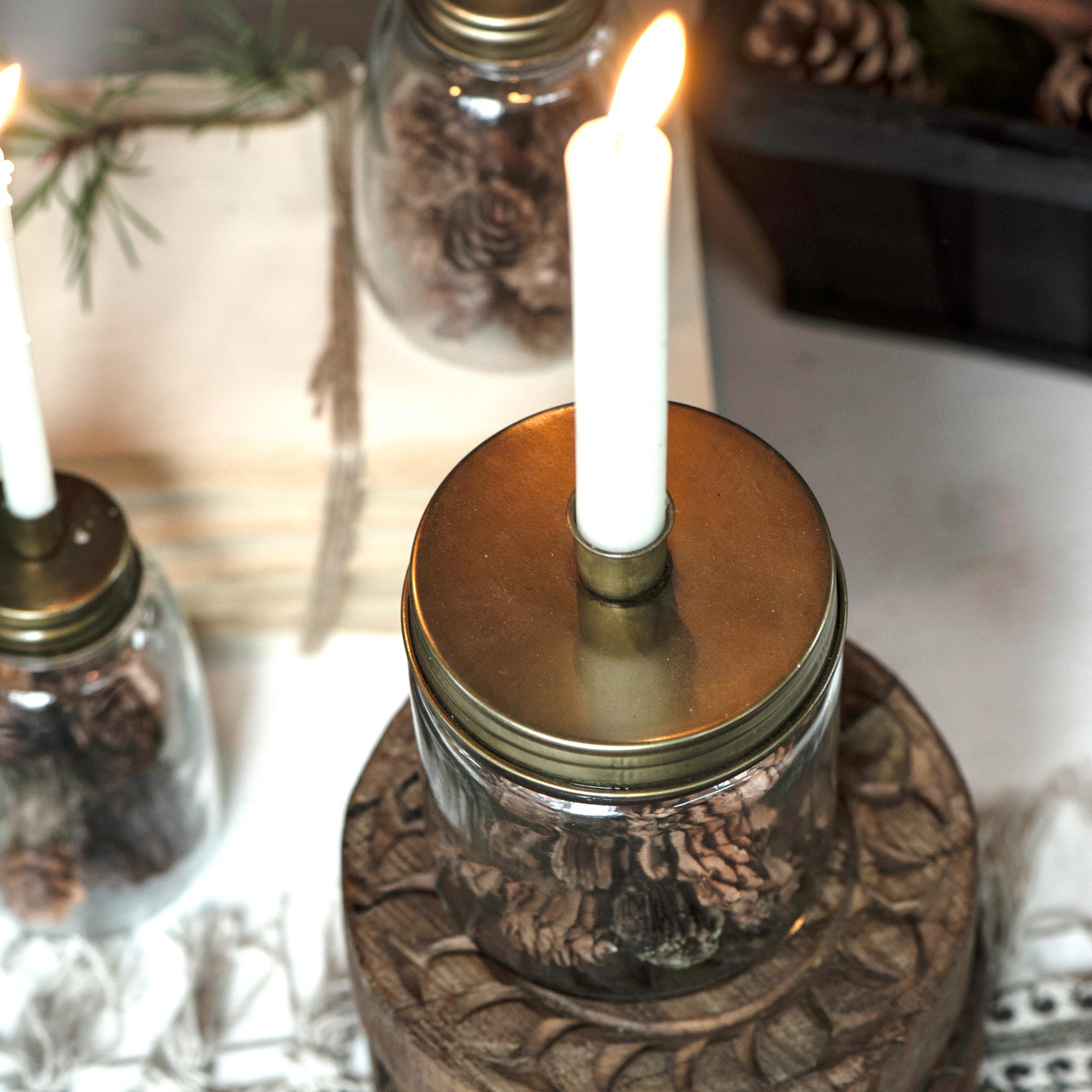 Chunky Glass Jar Candle Holder | Various-Candle Holders-Yester Home