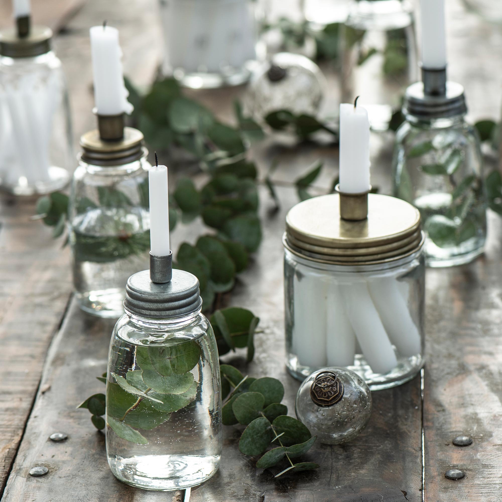 Chunky Glass Jar Candle Holder | Various-Candle Holders-Yester Home