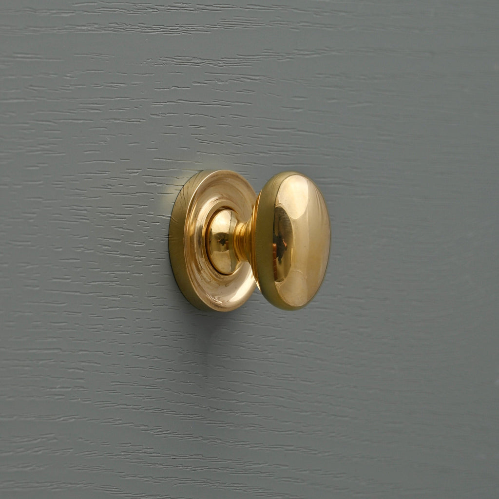 Classic Polished Brass Oval Cupboard Knob-Cabinet Knobs-Yester Home