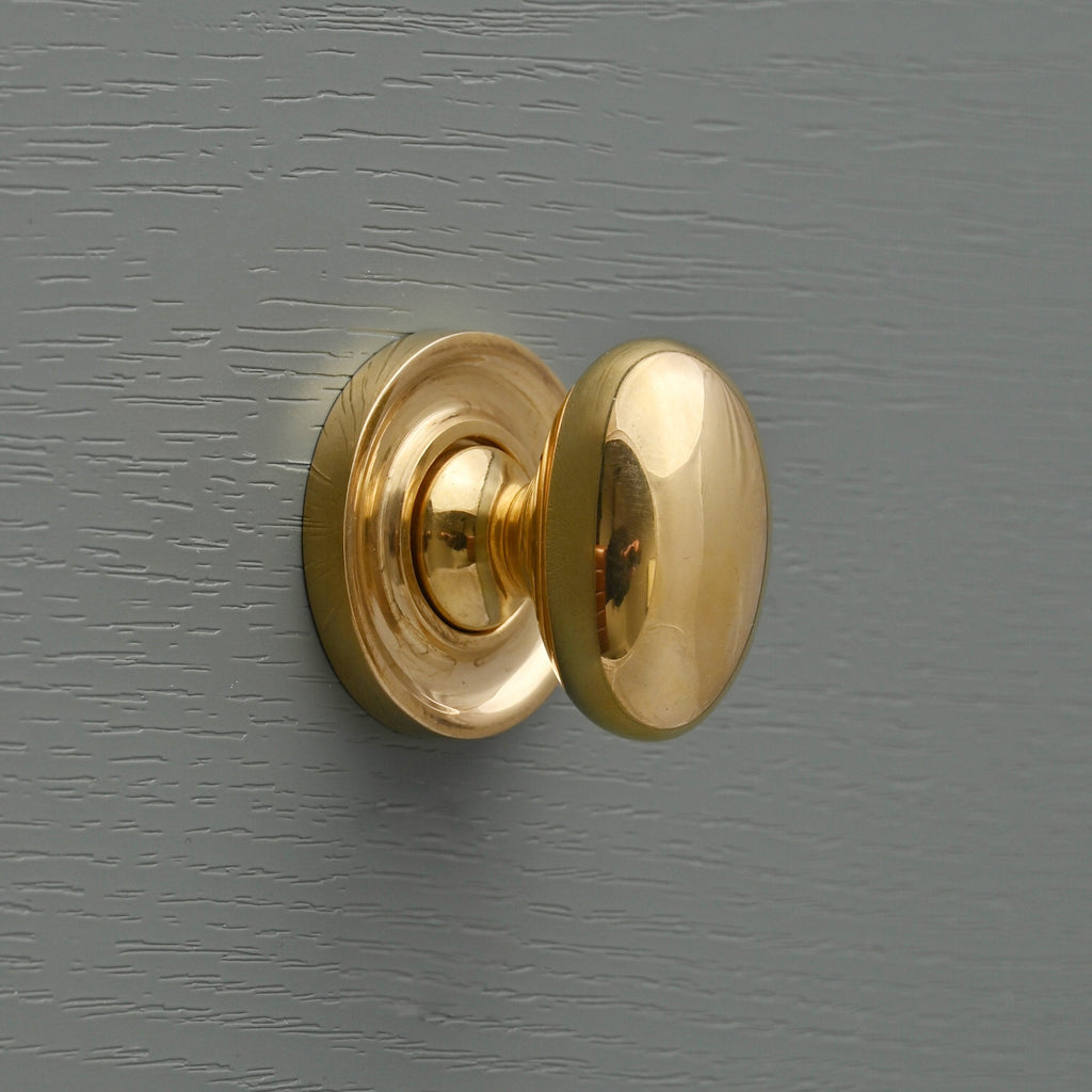 Classic Polished Brass Oval Cupboard Knob-Cabinet Knobs-Yester Home