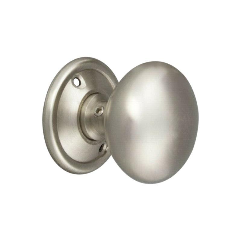 Cottage Large 50mm Rim/Mortice Door Knob Satin Chrome-Rim Door Knobs-Yester Home