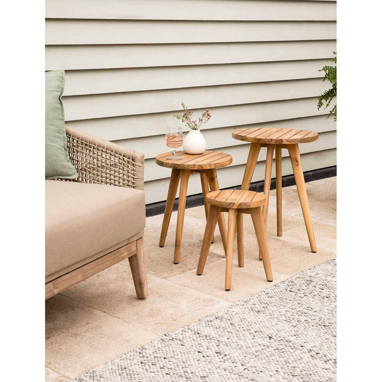 Cottenham Side Tables | Set of 3 | Natural - Outdoor Dining Tables & Sets - Garden Trading - Yester Home