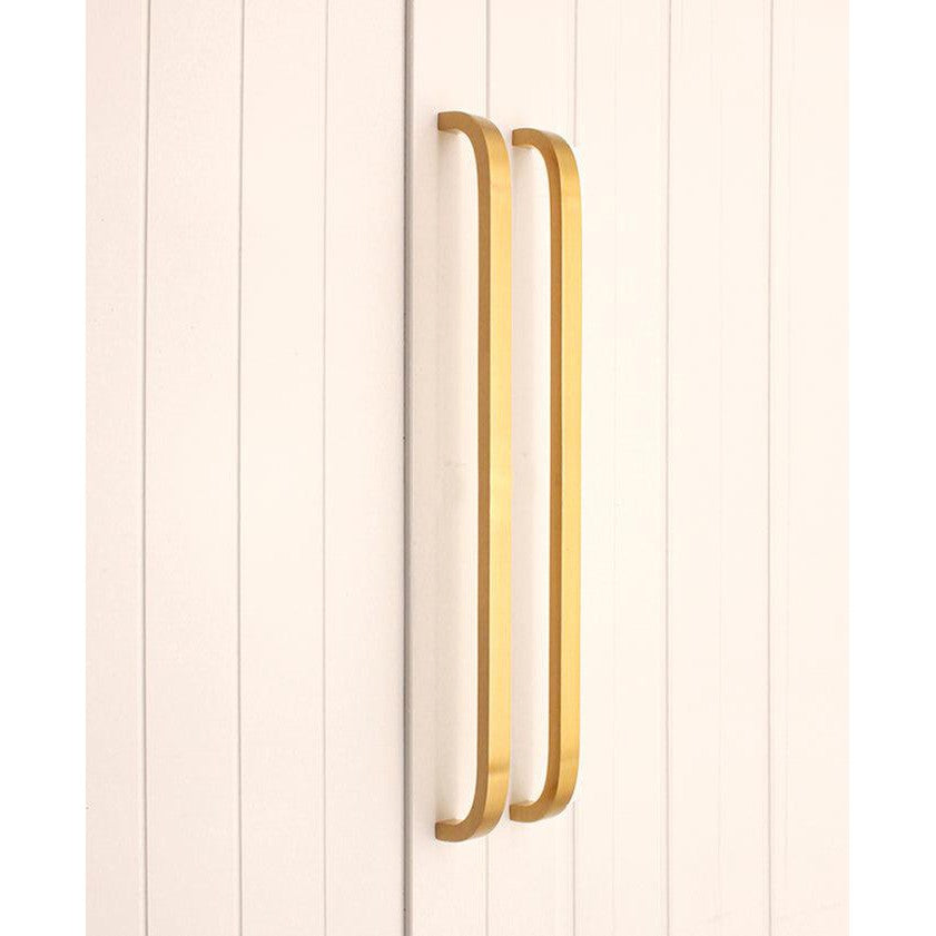 Curve Bar Cabinet Handle Satin Brass Medium-Cabinet Handles-Yester Home