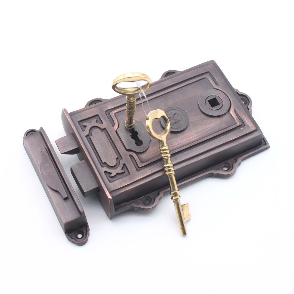 Davenport Rim Lock Aged Bronze - Rim Locks - Spira Brass - Yester Home