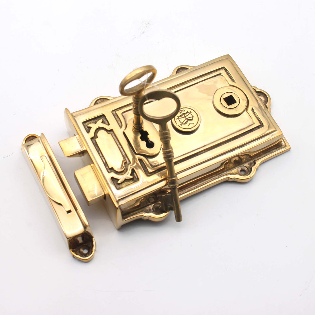 Davenport Rim Lock Polished Brass - Rim Locks - Spira Brass - Yester Home