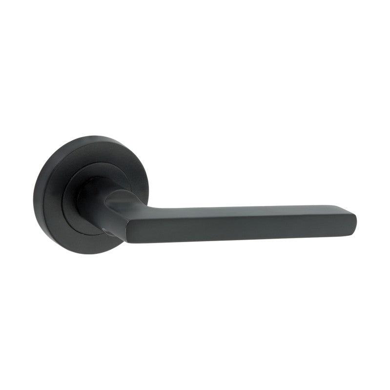 Drox Lever Door Handle Matt Black-Levers on Rose-Yester Home