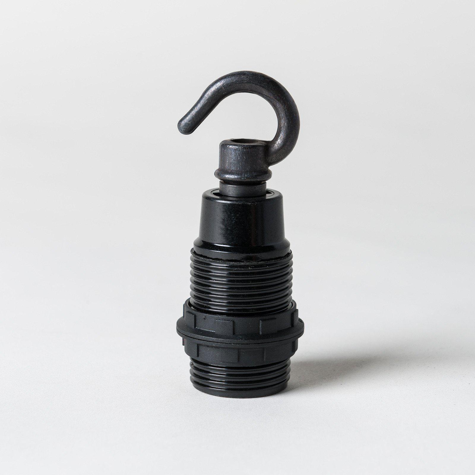 E14 Black Bakelite Lampholder with hook-Lampholders-Yester Home