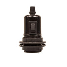 E27 Switched Black Bakelite Wide Ring Lampholder with grip-Lampholders-Yester Home