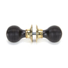 Ebony & Aged Brass Beehive Mortice/Rim Knob Set | From The Anvil-Mortice Knobs-Yester Home