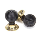 Ebony & Aged Brass Beehive Mortice/Rim Knob Set | From The Anvil-Mortice Knobs-Yester Home