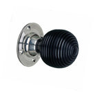 Ebony Beehive Rim/Mortice Door Knob Polished Nickel-Rim Door Knobs-Yester Home