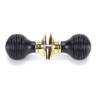 Ebony & Polished Brass Beehive Mortice/Rim Knob Set | From The Anvil - Mortice Knobs - From The Anvil - Yester Home