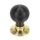 Ebony & Polished Brass Beehive Mortice/Rim Knob Set | From The Anvil-Mortice Knobs-Yester Home