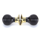 Ebony & Polished Brass Beehive Mortice/Rim Knob Set | From The Anvil-Mortice Knobs-Yester Home