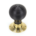 Ebony & Polished Brass Beehive Mortice/Rim Knob Set | From The Anvil - Mortice Knobs - From The Anvil - Yester Home