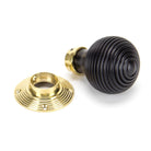 Ebony & Polished Brass Beehive Mortice/Rim Knob Set | From The Anvil - Mortice Knobs - From The Anvil - Yester Home