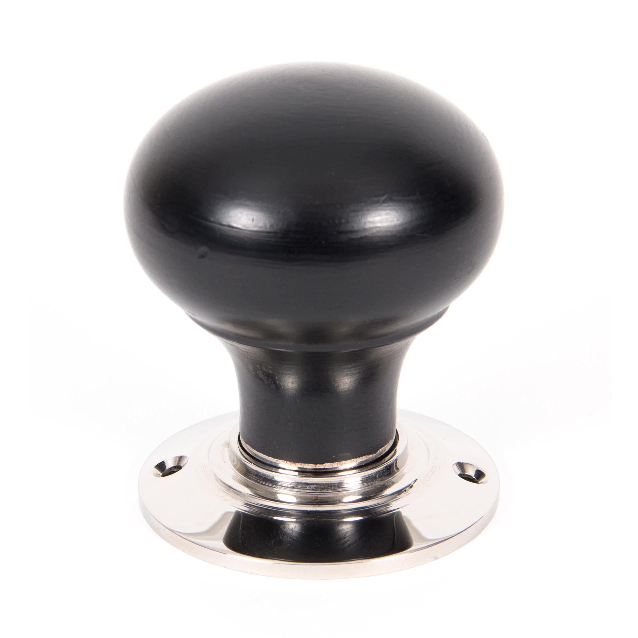 Ebony and PN Bun Mortice/Rim Knob Set | From The Anvil - Mortice Knobs - From The Anvil - Yester Home