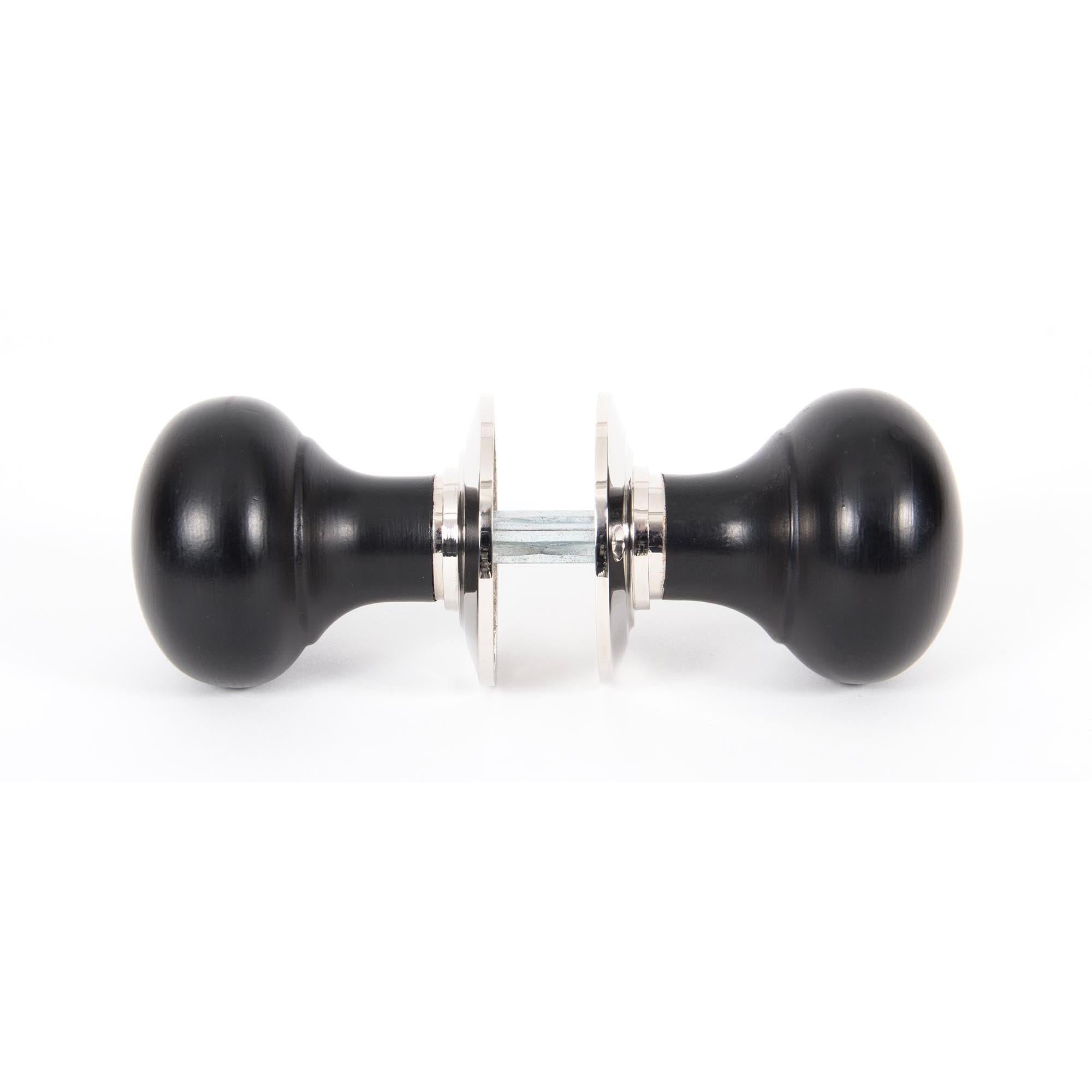 Ebony and PN Bun Mortice/Rim Knob Set | From The Anvil - Mortice Knobs - From The Anvil - Yester Home
