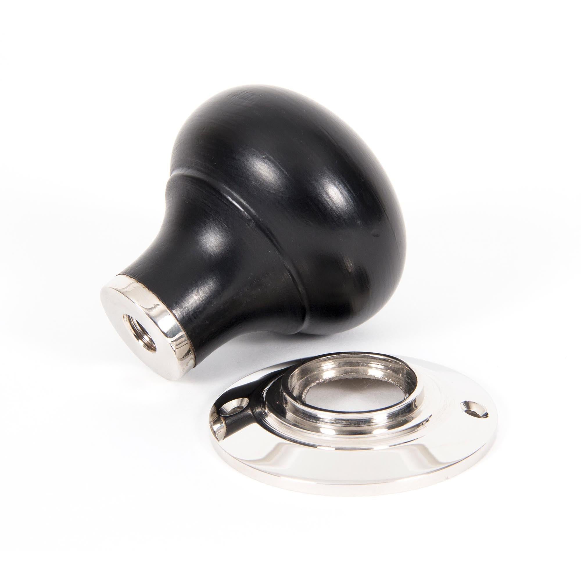 Ebony and PN Bun Mortice/Rim Knob Set | From The Anvil - Mortice Knobs - From The Anvil - Yester Home