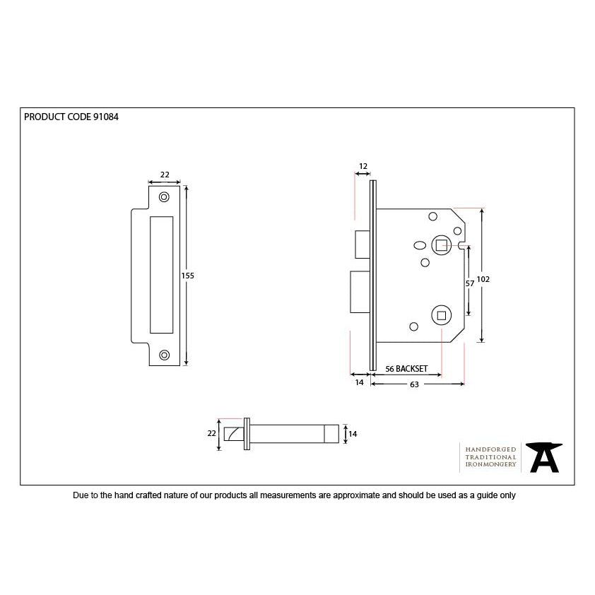 Electro Brassed 3" Bathroom Mortice Lock | From The Anvil-Bathroom Locks-Yester Home
