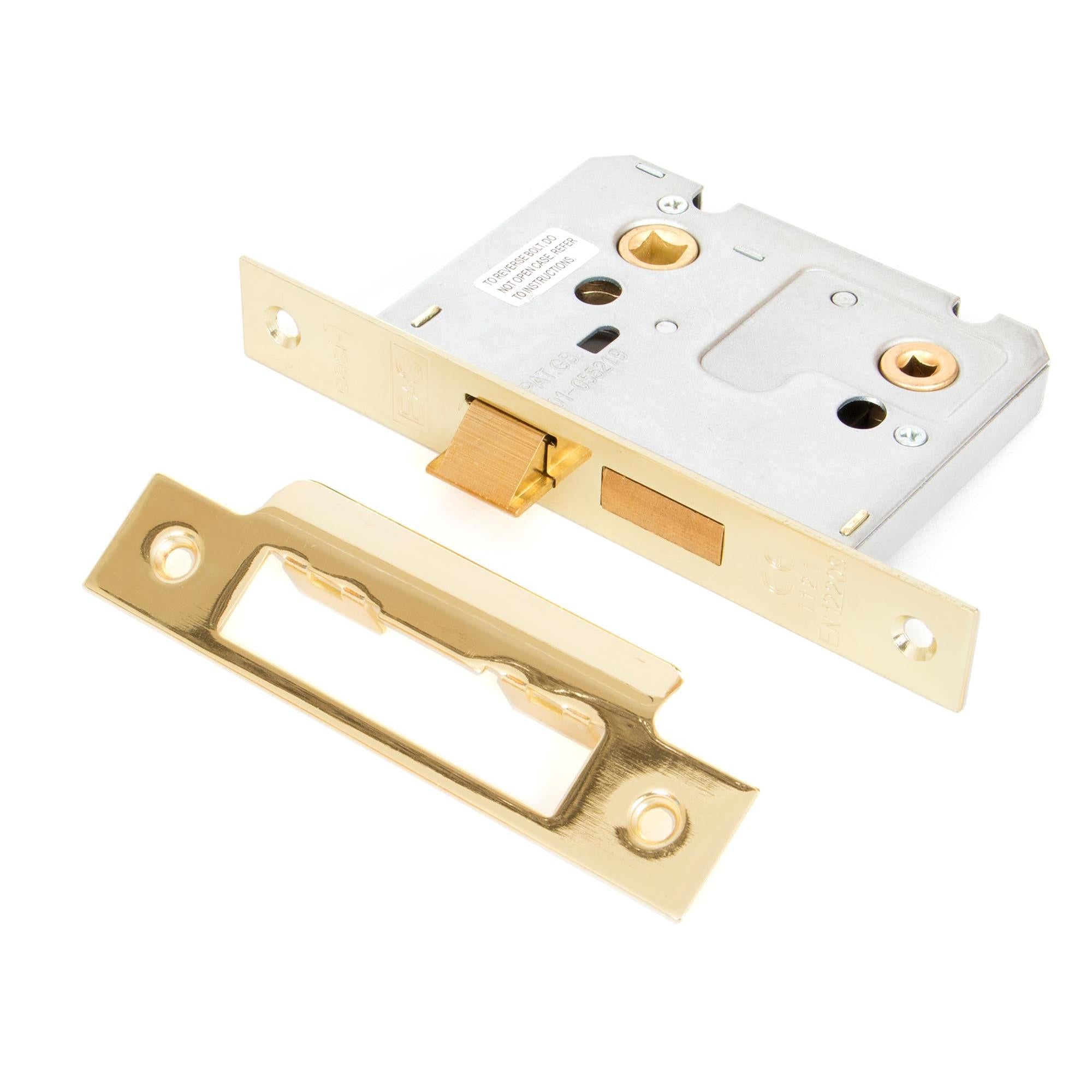 Electro Brassed 3" Bathroom Mortice Lock | From The Anvil - Bathroom Locks - From The Anvil - Yester Home