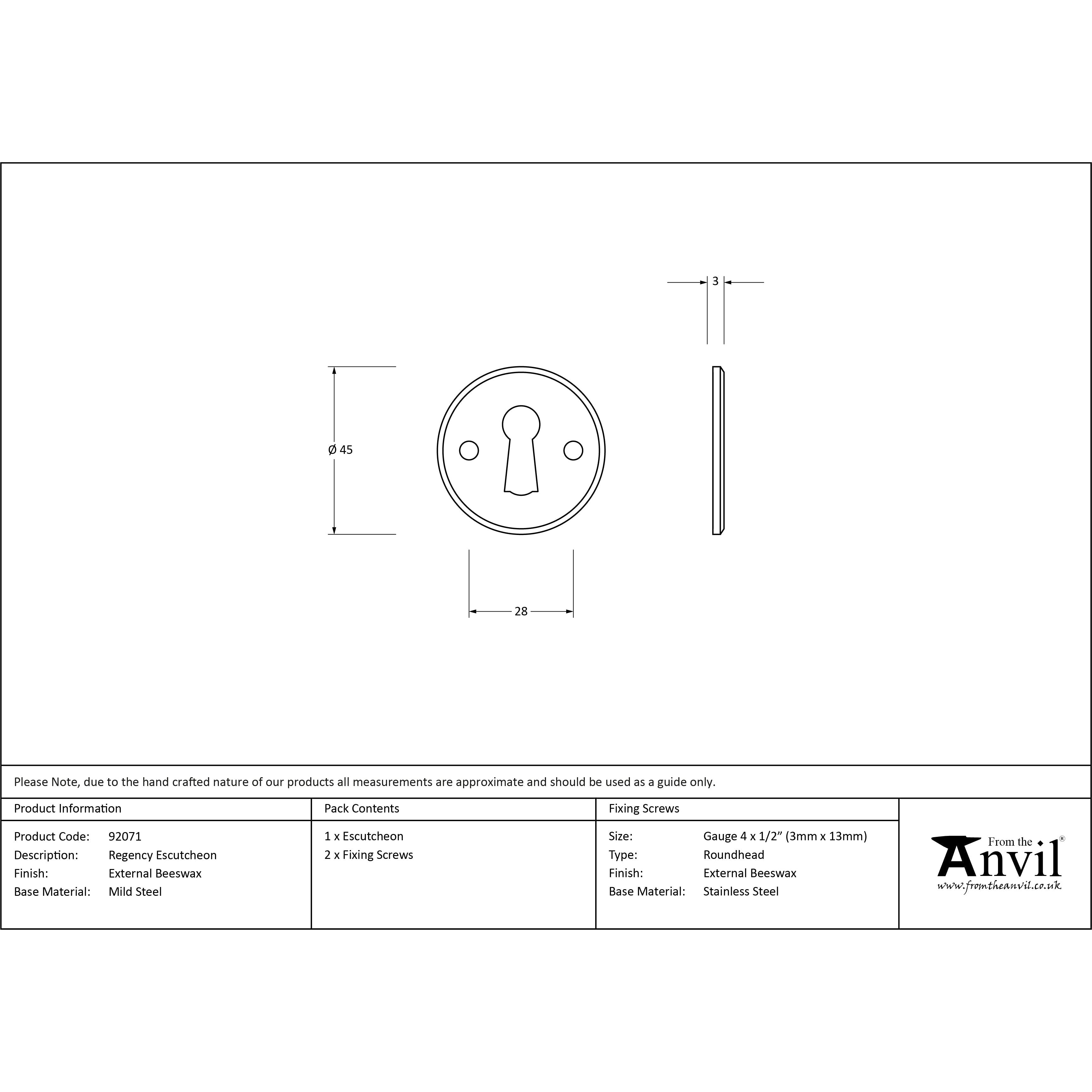External Beeswax Regency Escutcheon | From The Anvil-Escutcheons-Yester Home