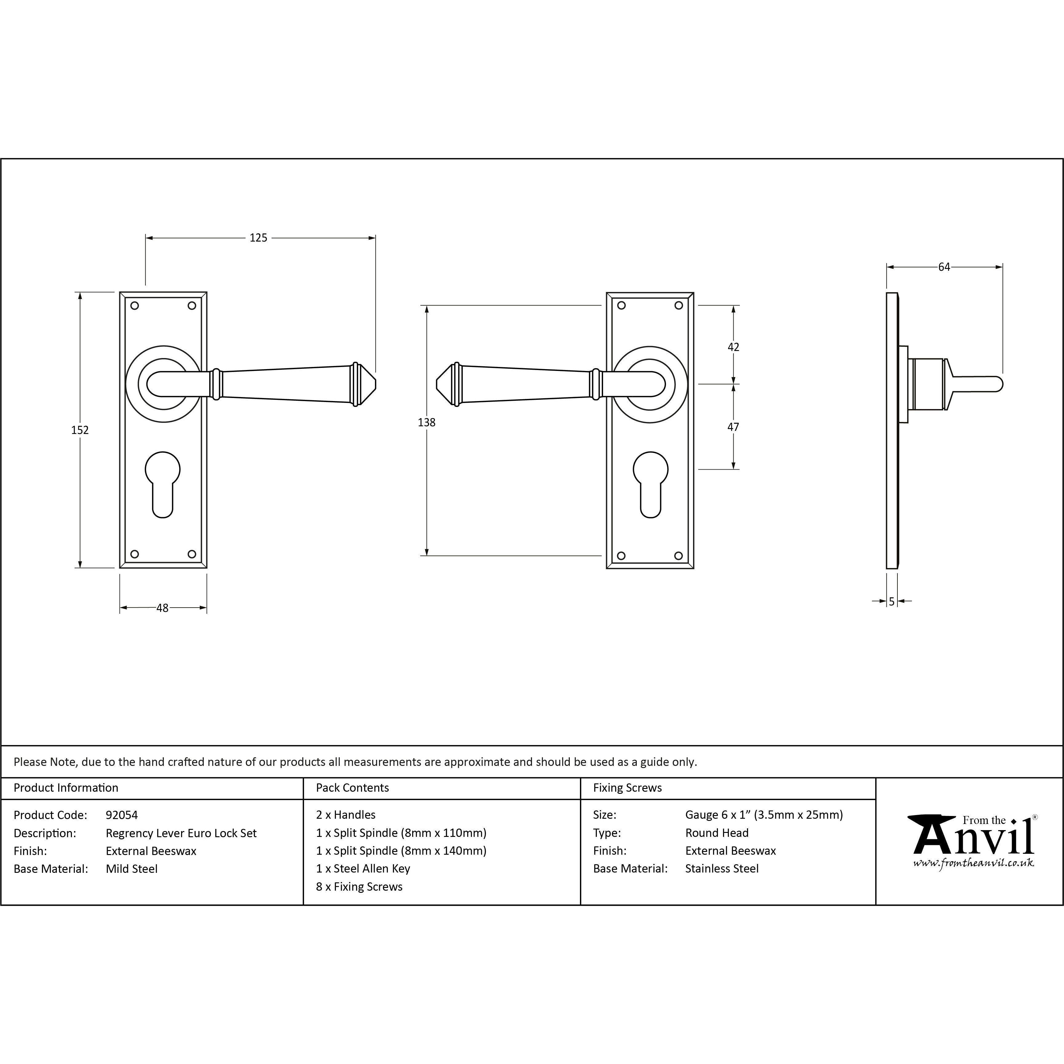External Beeswax Regency Lever Euro Lock Set | From The Anvil-Lever Euro-Yester Home