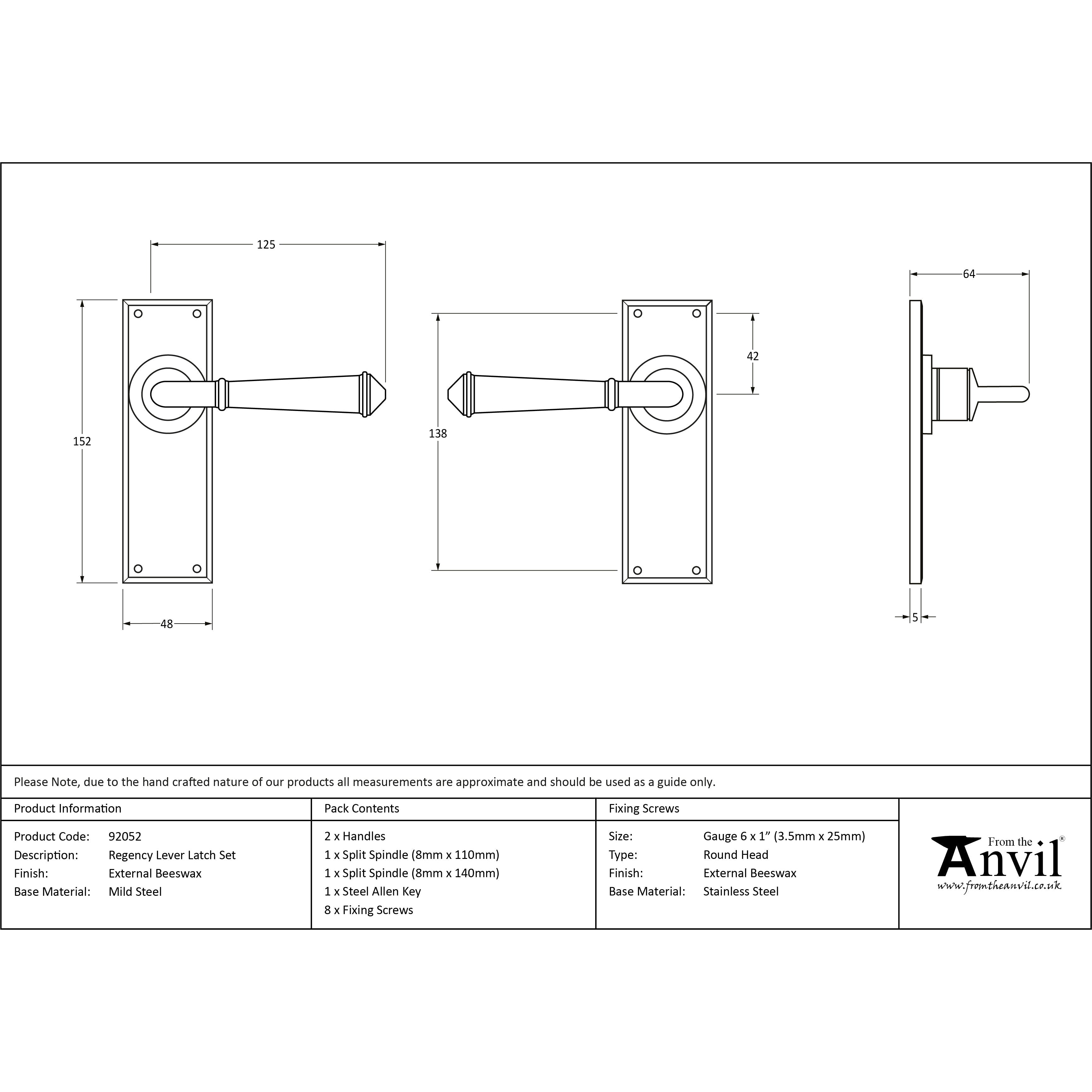 External Beeswax Regency Lever Latch Set | From The Anvil-Lever Latch-Yester Home