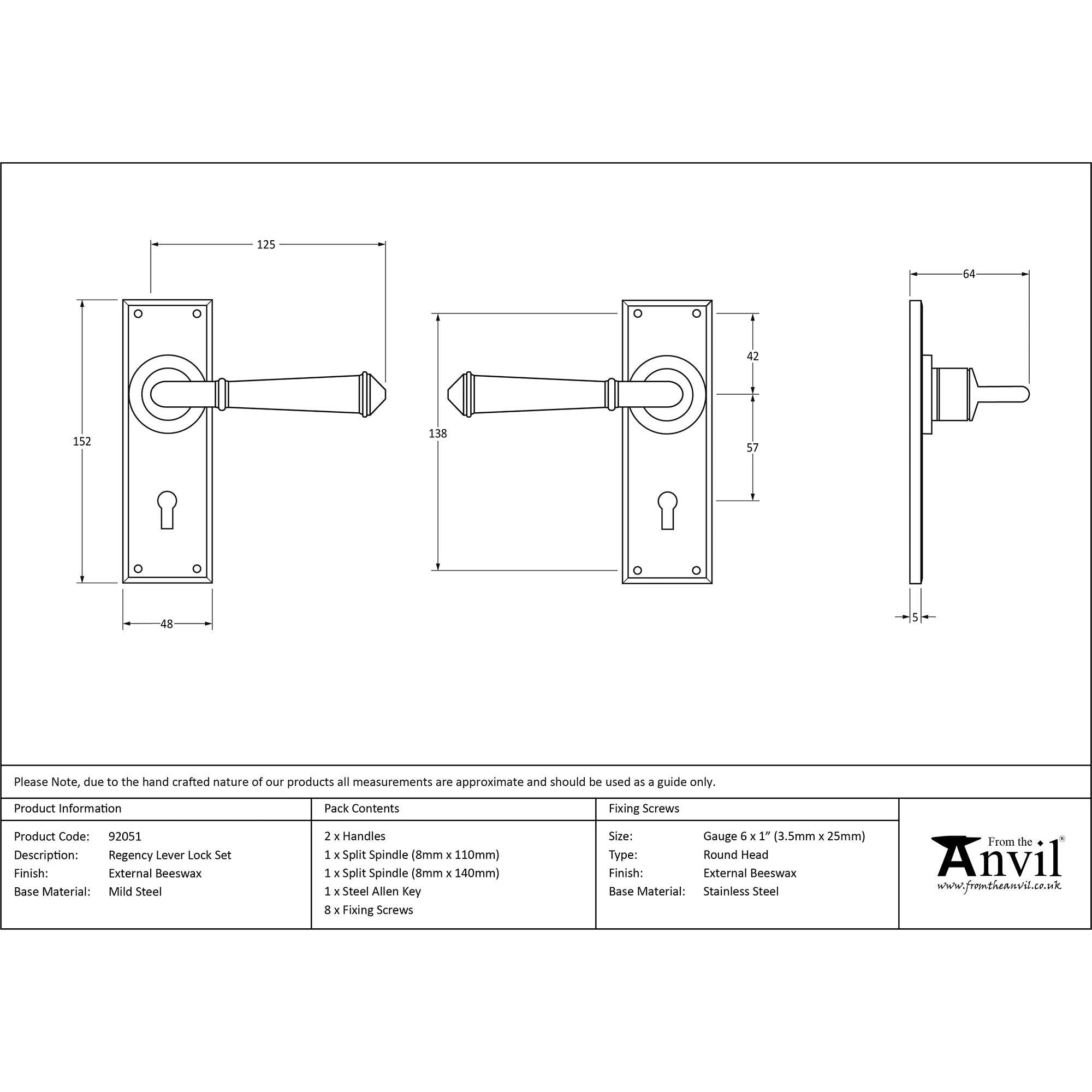 External Beeswax Regency Lever Lock Set | From The Anvil - Lever Lock - From The Anvil - Yester Home
