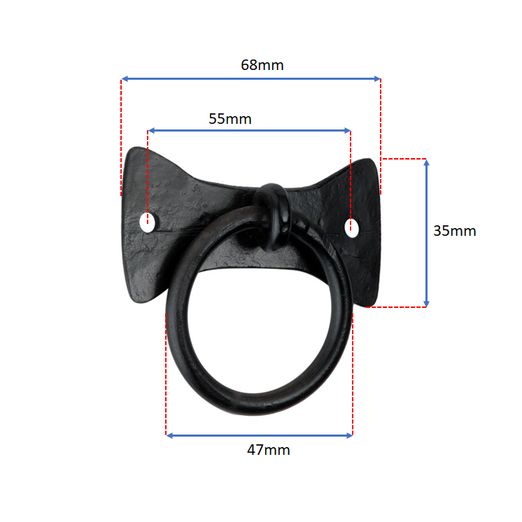 Flamingo Ring Drop Pull Matt Black-Ring Drop Pulls-Yester Home