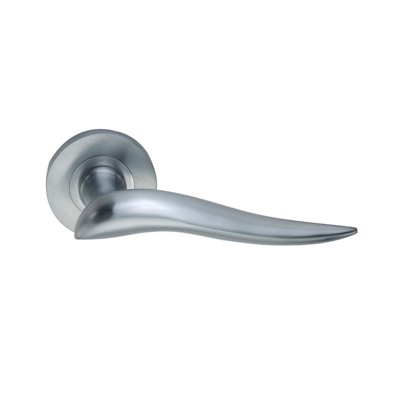 Flavia Lever Door Handle Satin Chrome-Levers on Rose-Yester Home